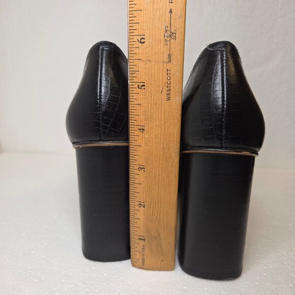 Nine West Begonia Women’s Black Leather Crocodile Block Heel Pumps Shoes - 6 - Picture 11 of 12